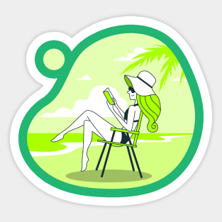 Chilling Woman on the Beach Sticker